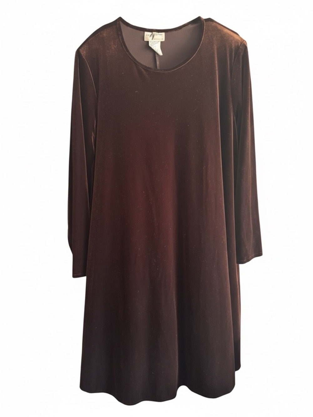 Women's Long-Sleeve Velvet A-Line Dress in Brown
